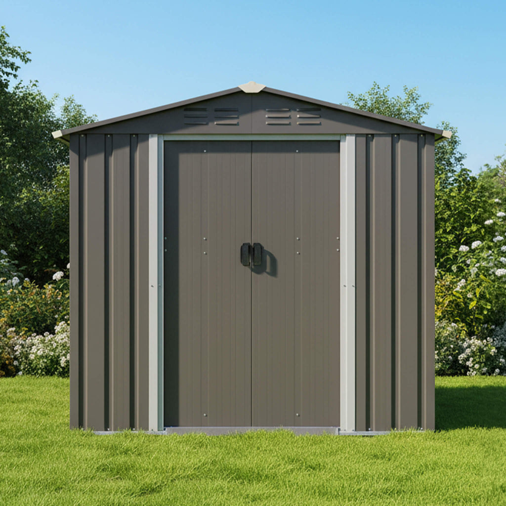 [04X06FT] Alora Outdoor All-Weather Galvanized Metal Storage Shed With Sliding Door (SAK96472)