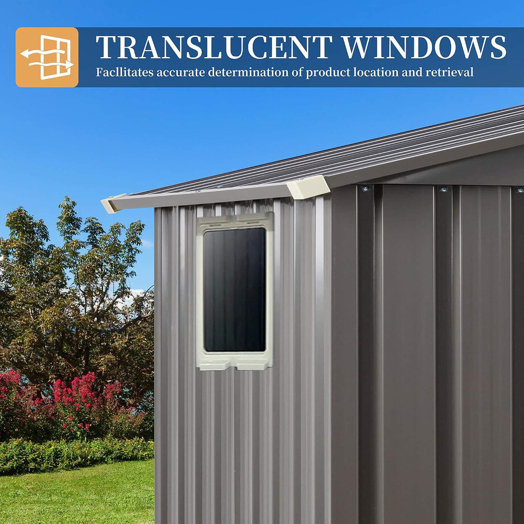 [04X06FT] Alora Outdoor All-Weather Galvanized Metal Storage Shed With Sliding Door (SAK96472)