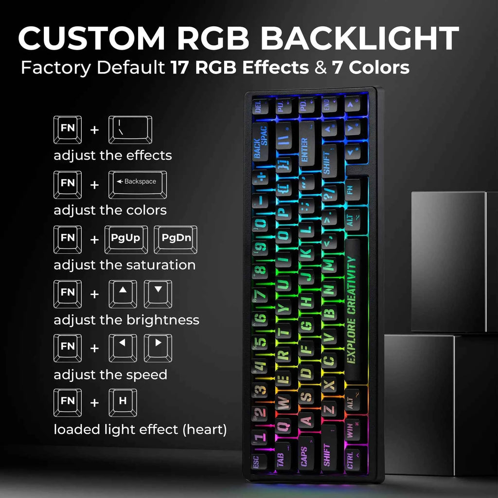 XVX M67 JadeStone Miami Tri-Mode RGB Mechanical Keyboard - The misfit market