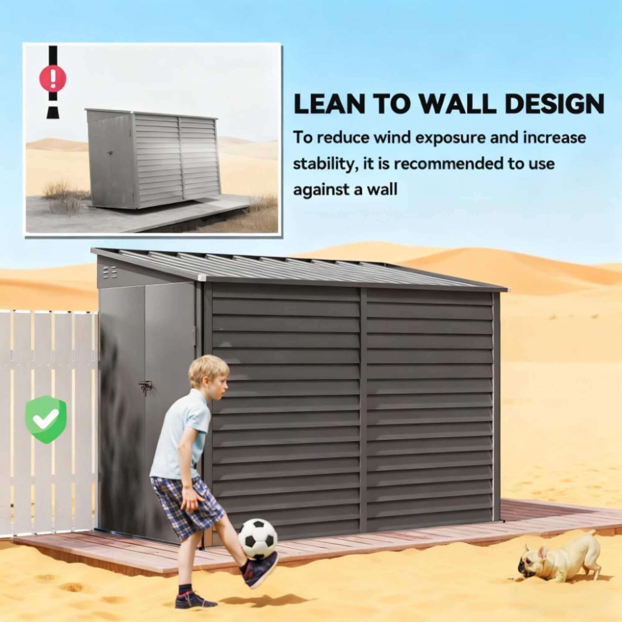 [05X09FT] Alora Heavy-Duty Outdoor Galvanized Steel Storage Shed With Lockable Doors (SAK80637)