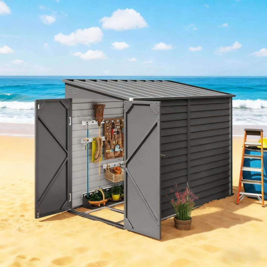 [05X09FT] Alora Heavy-Duty Outdoor Galvanized Steel Storage Shed With Lockable Doors (SAK80637)