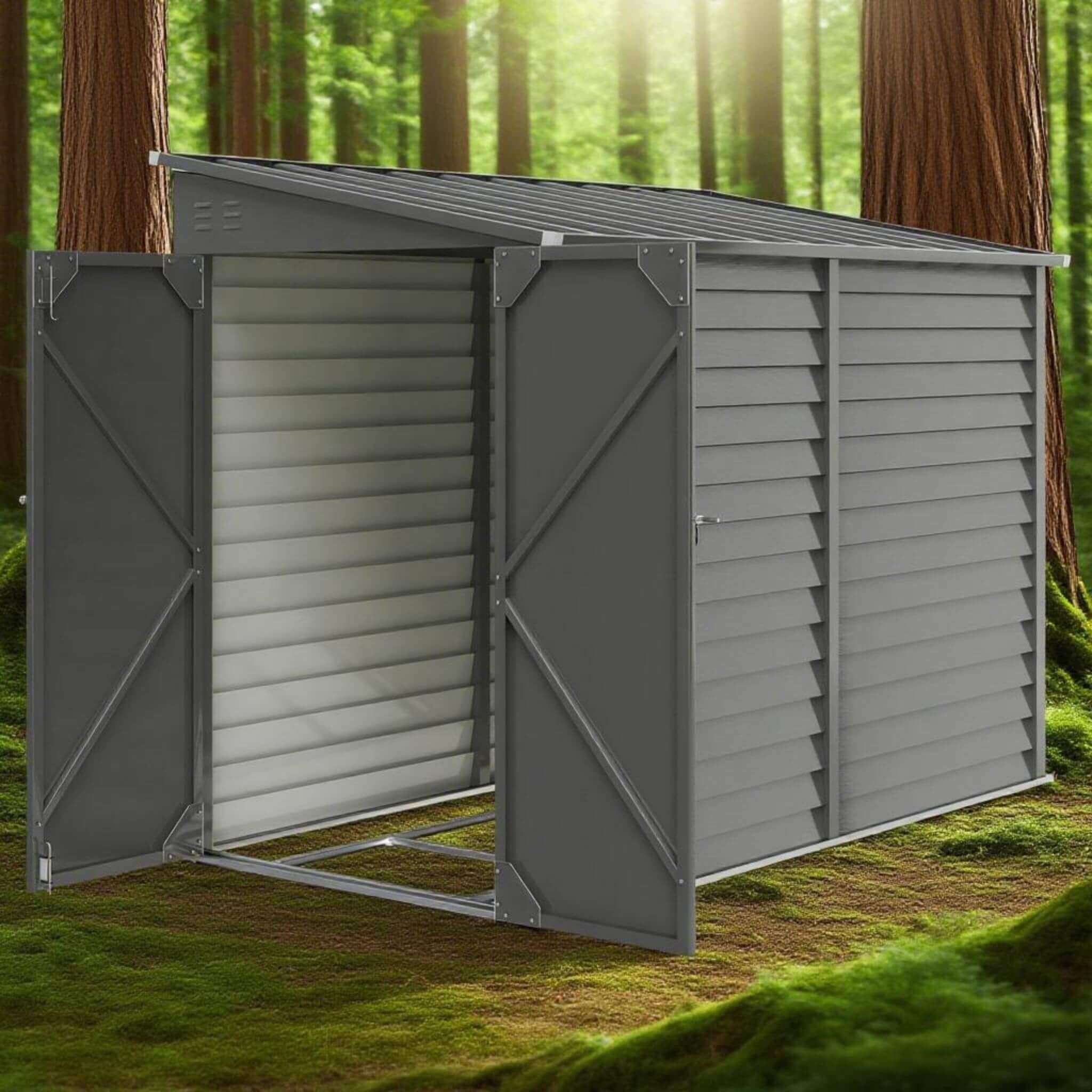 [05X09FT] Alora Heavy-Duty Outdoor Galvanized Steel Storage Shed With Lockable Doors (SAK80637)