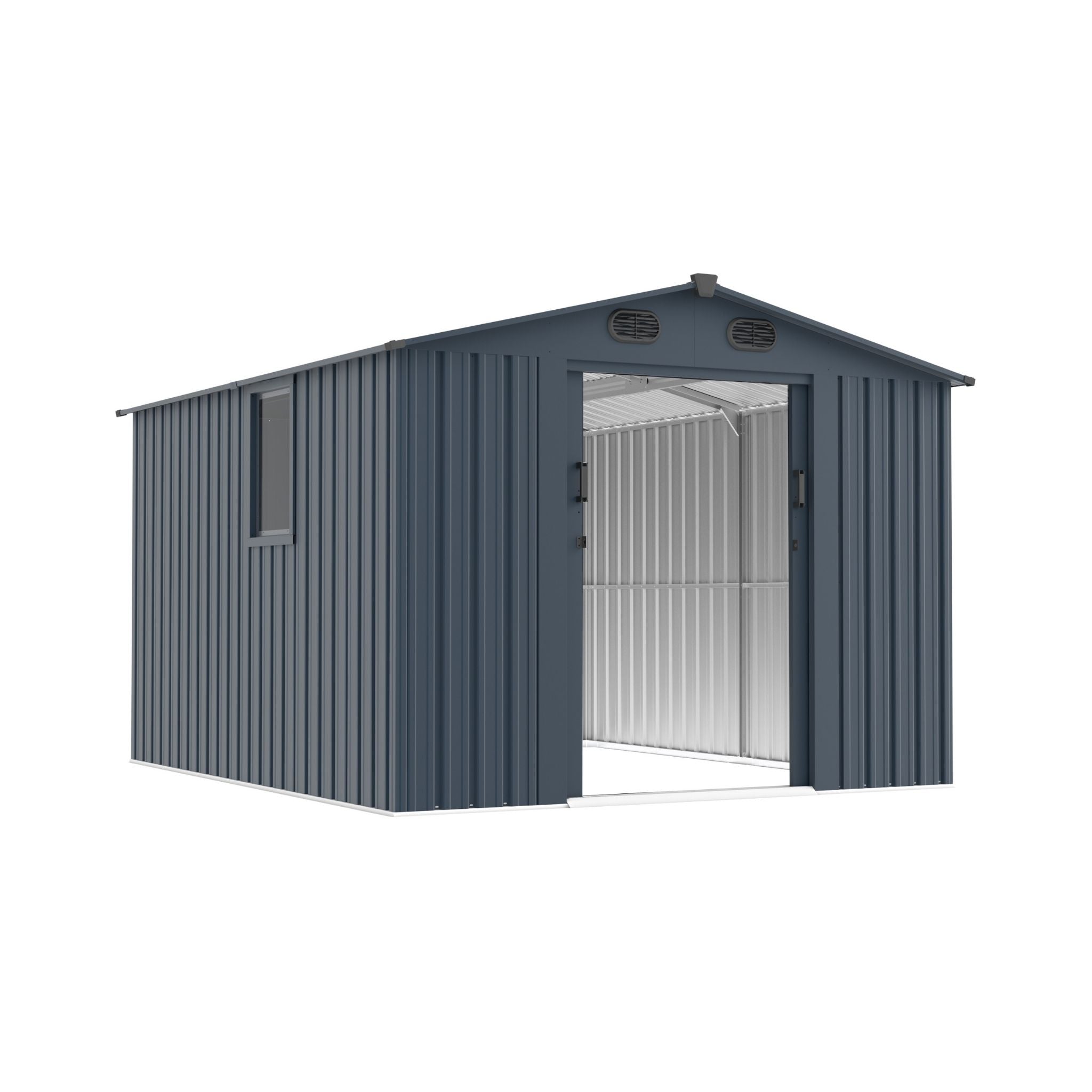 [08X10FT] Alora Large Outdoor Metal Backyard Garden Storage Tool Shed With Window And Lockable Doors (SAK68140)