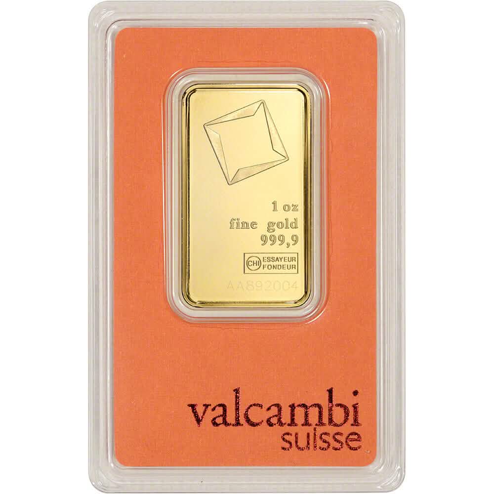 1 oz Gold Bar Valcambi Suisse 999.9 Fine in Assay
