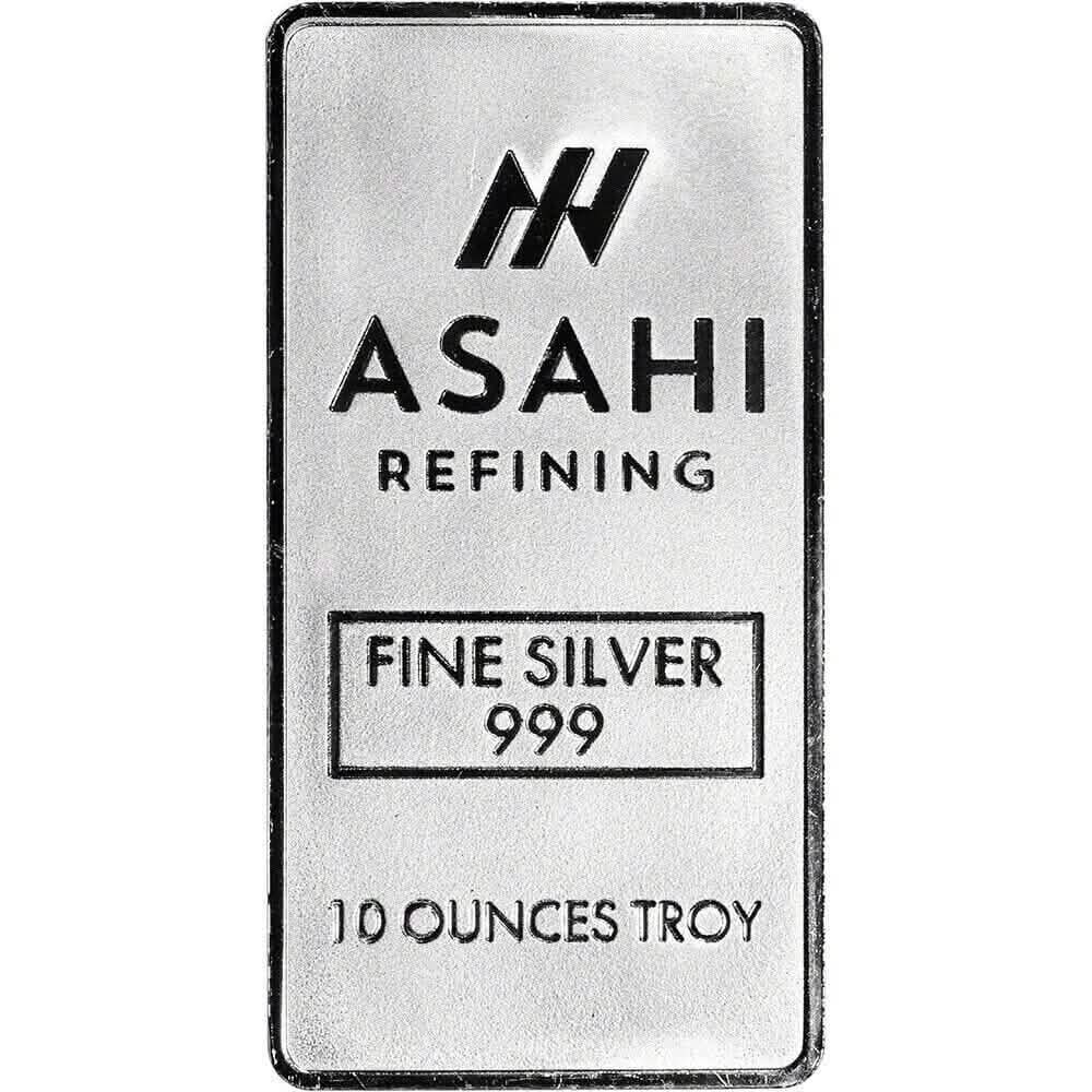 10 Ounce Asahi Refining Silver Bar 999 Fine Sealed Protective Plastic