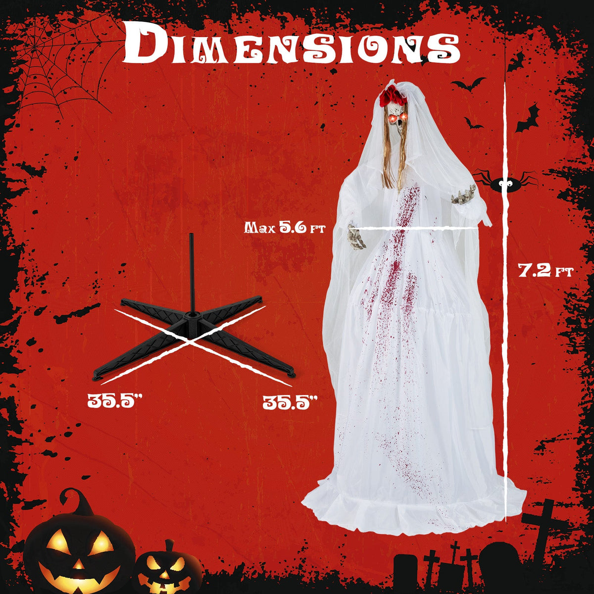 Halloween Animatronic Standing Bride 7.2 Ft Haunted House Decoration