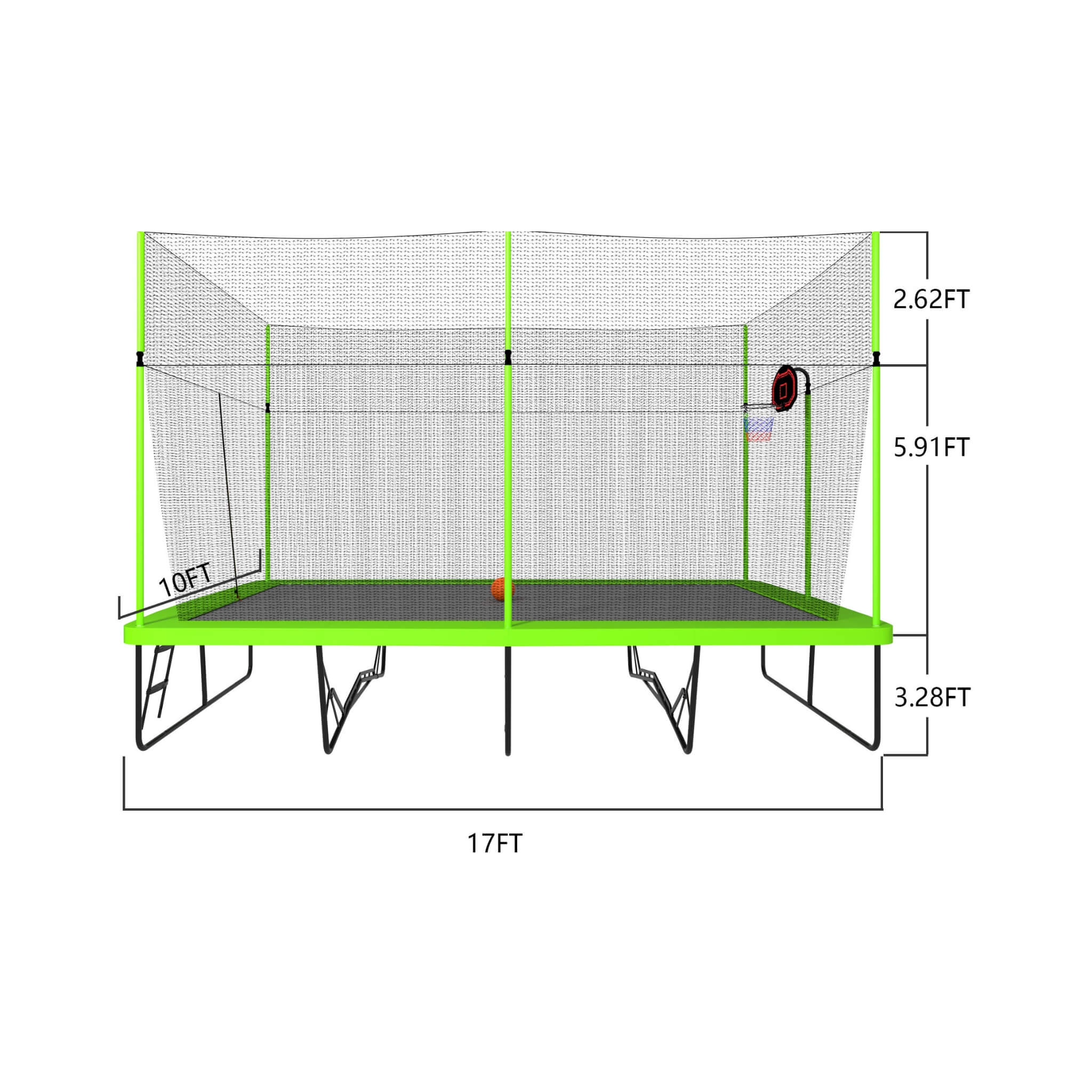 [10X17FT] Large Rectangular Trampoline With Basketball Hoop And Ladder (SAK17482)