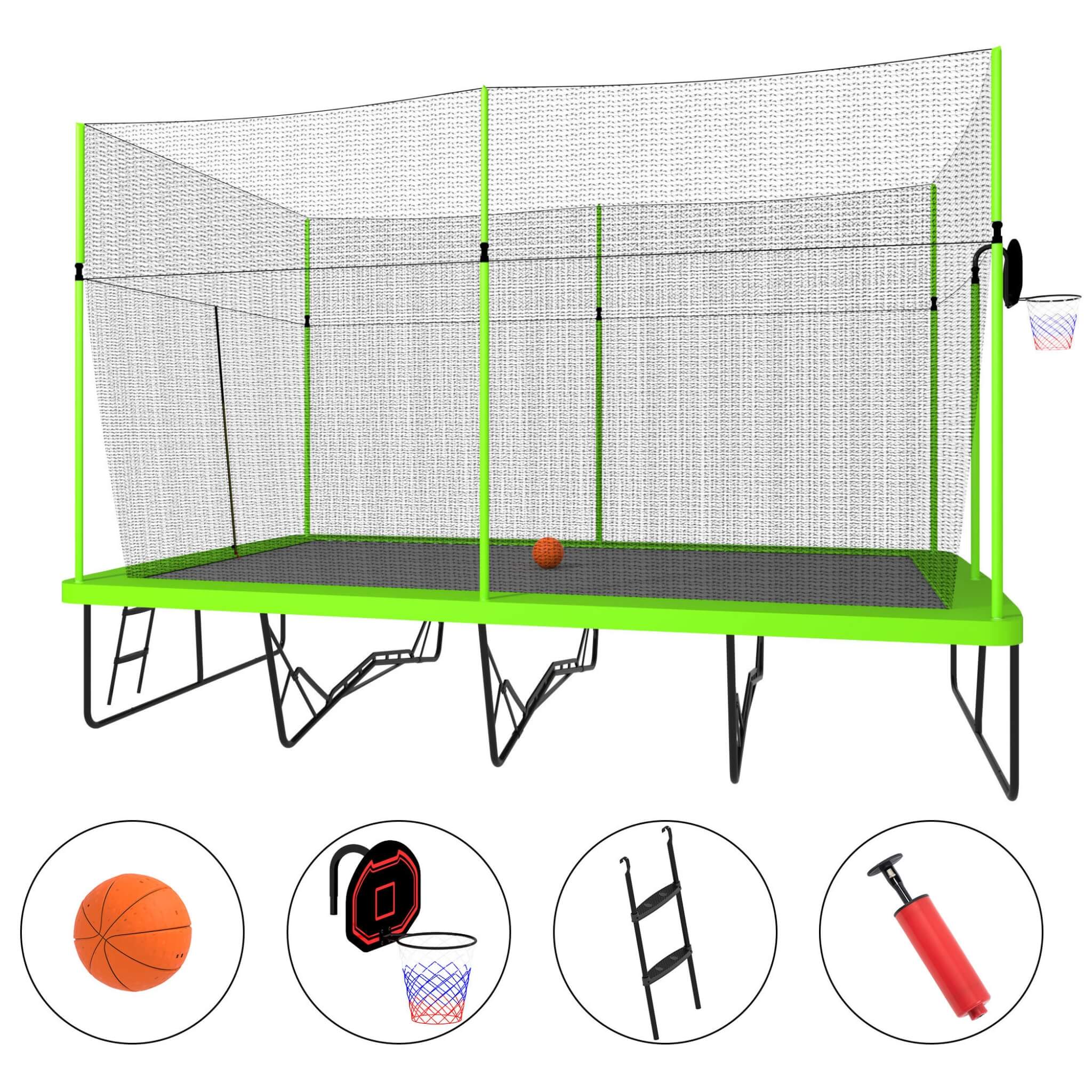 [10X17FT] Large Rectangular Trampoline With Basketball Hoop And Ladder (SAK17482)