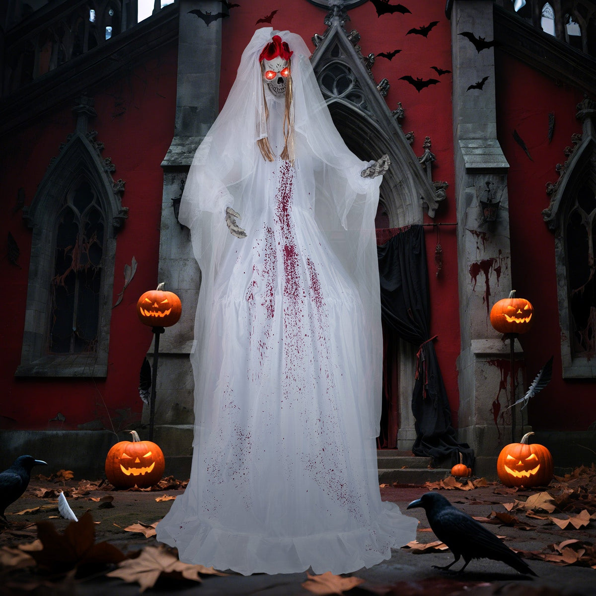 Halloween Animatronic Standing Bride 7.2 Ft Haunted House Decoration