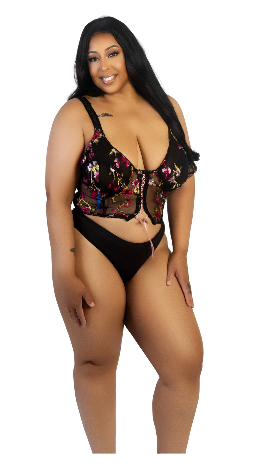 Embroidered Tie-Front Bustier