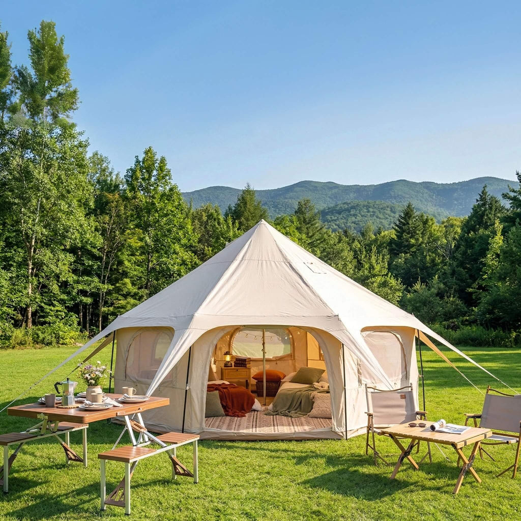 Large 15FT 600D Oxford Bell Tent With Stove Jack For Glamping And Camping (SAK10987)