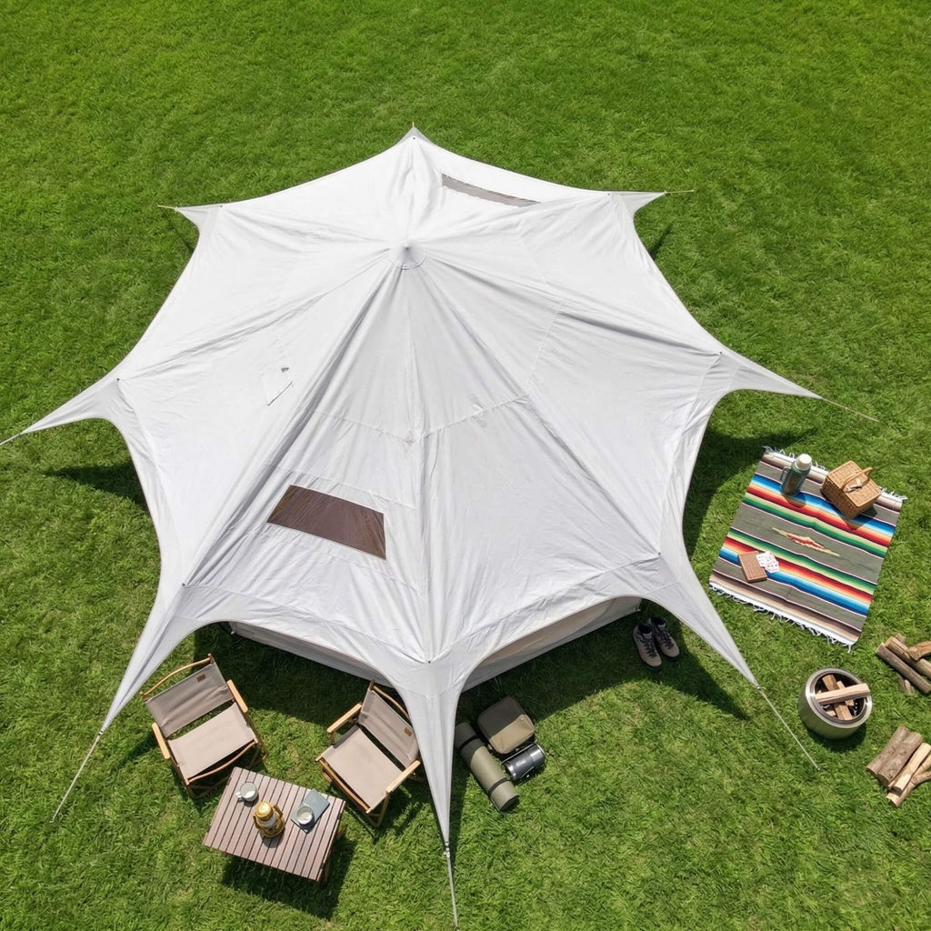 Large 15FT 600D Oxford Bell Tent With Stove Jack For Glamping And Camping (SAK10987)