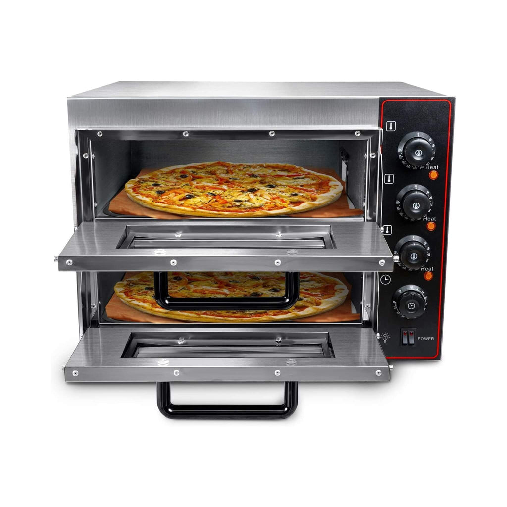 16-Inch Commercial Stainless Steel Double Deck 3000W 110V Electric Pizza Oven (SAK85429)