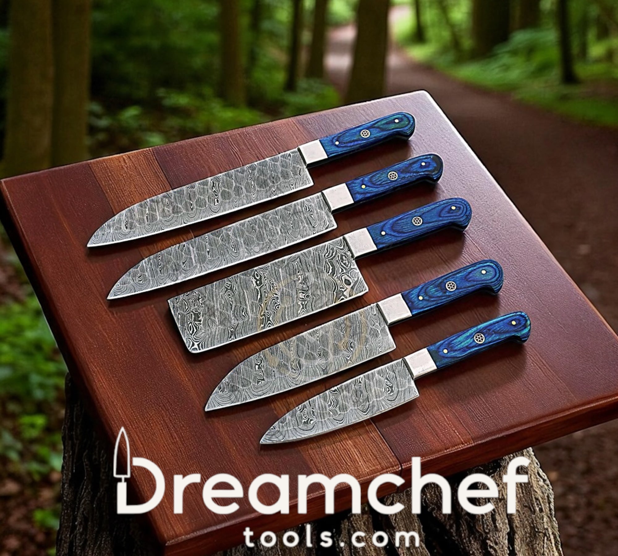 Damascus Knife Set – 13” Handmade Chef Knife with 8” Blade, Pakka Wood Handle & Leather Sheath | Fall Kitchen Essential - The misfit market