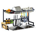 2 Tier Over Sink Dish Drying Rack Stainless Steel Kitchen Organizer