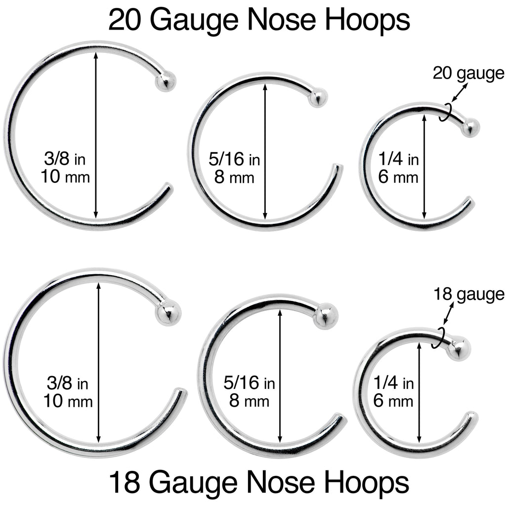 20G 1/4 14k Solid White Gold Nose Hoop