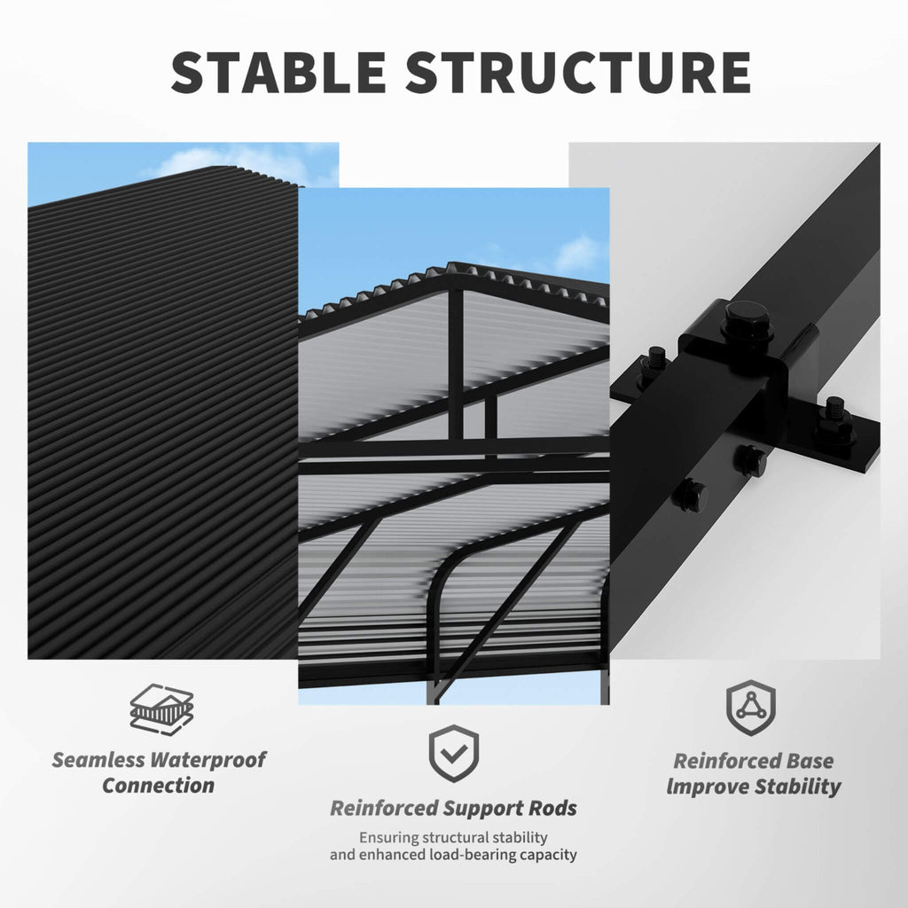 [20X30FT] Alora Heavy-Duty Wind-Resistant Steel Roof Carport With Triangular Frame (SAK94812)