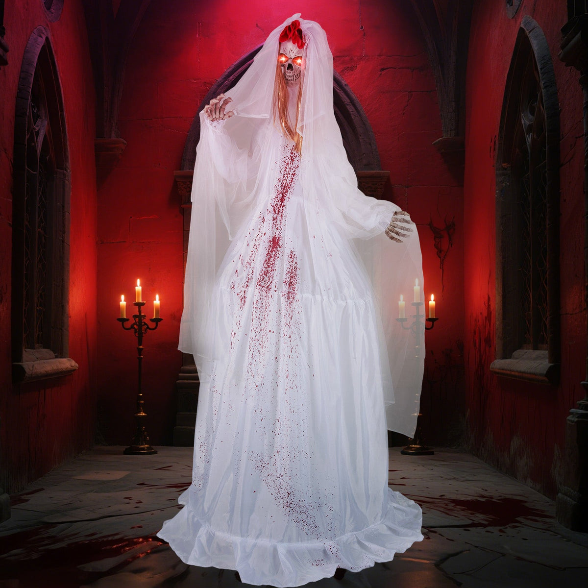 Halloween Animatronic Standing Bride 7.2 Ft Haunted House Decoration