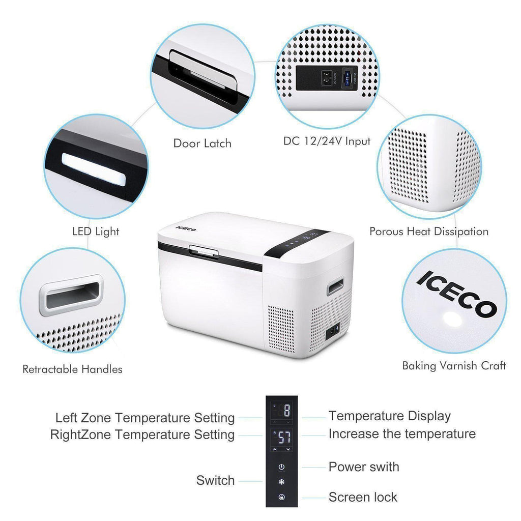 GO20 Dual Zone 12V Portable Freezer - White | ICECO | 20 LT - The misfit market