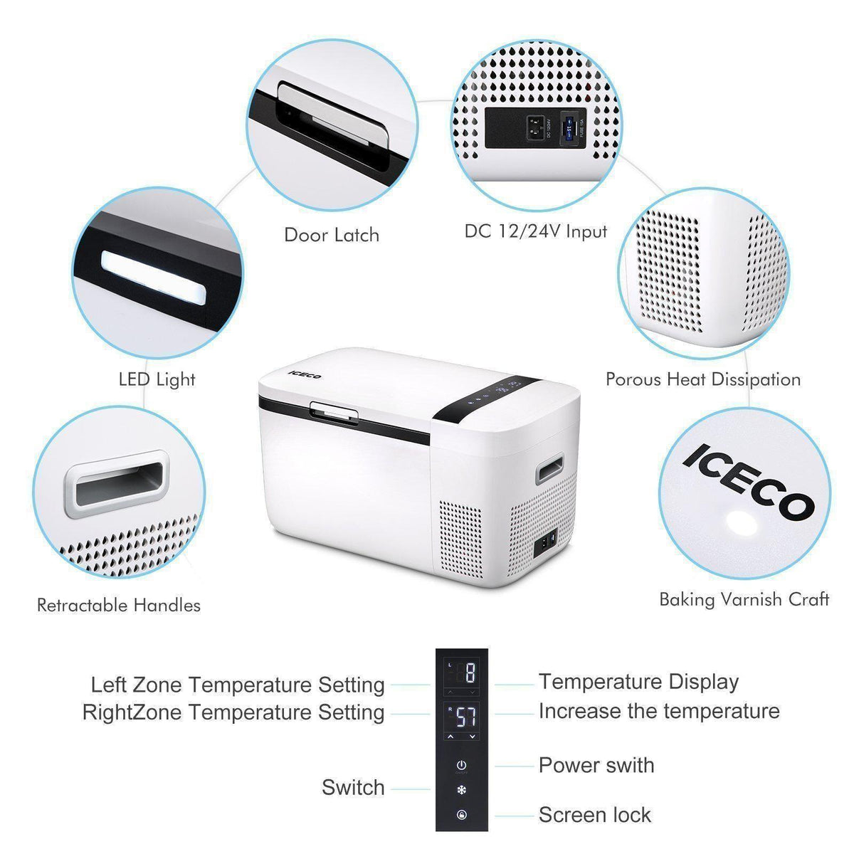GO20 Dual Zone 12V Portable Freezer - White | ICECO | 20 LT - The misfit market