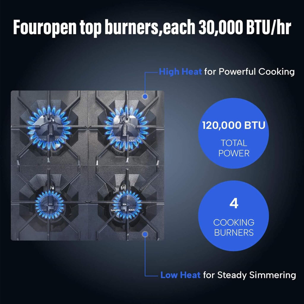 24-Inch Commercial 151K BTU 4-Burner Stainless Steel Freestanding Gas Range (SAK70931)