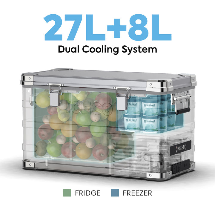 APL35 Dual Zone Aluminum Fridge refrigerator| ICECO | 35 LT - The misfit market