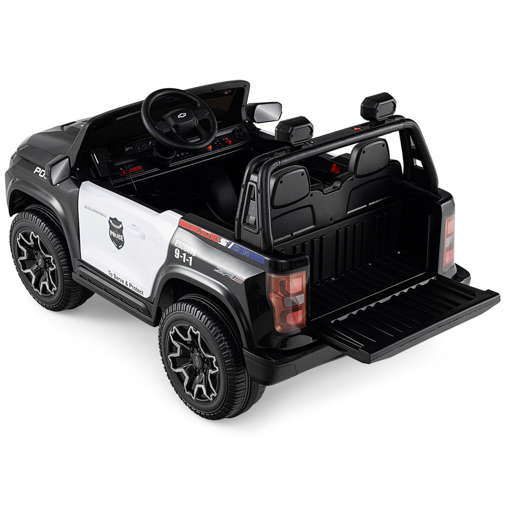 24V 2-Seater Ride on Police Car 4WD Chevrolet with Megaphone and LED Lights-Black