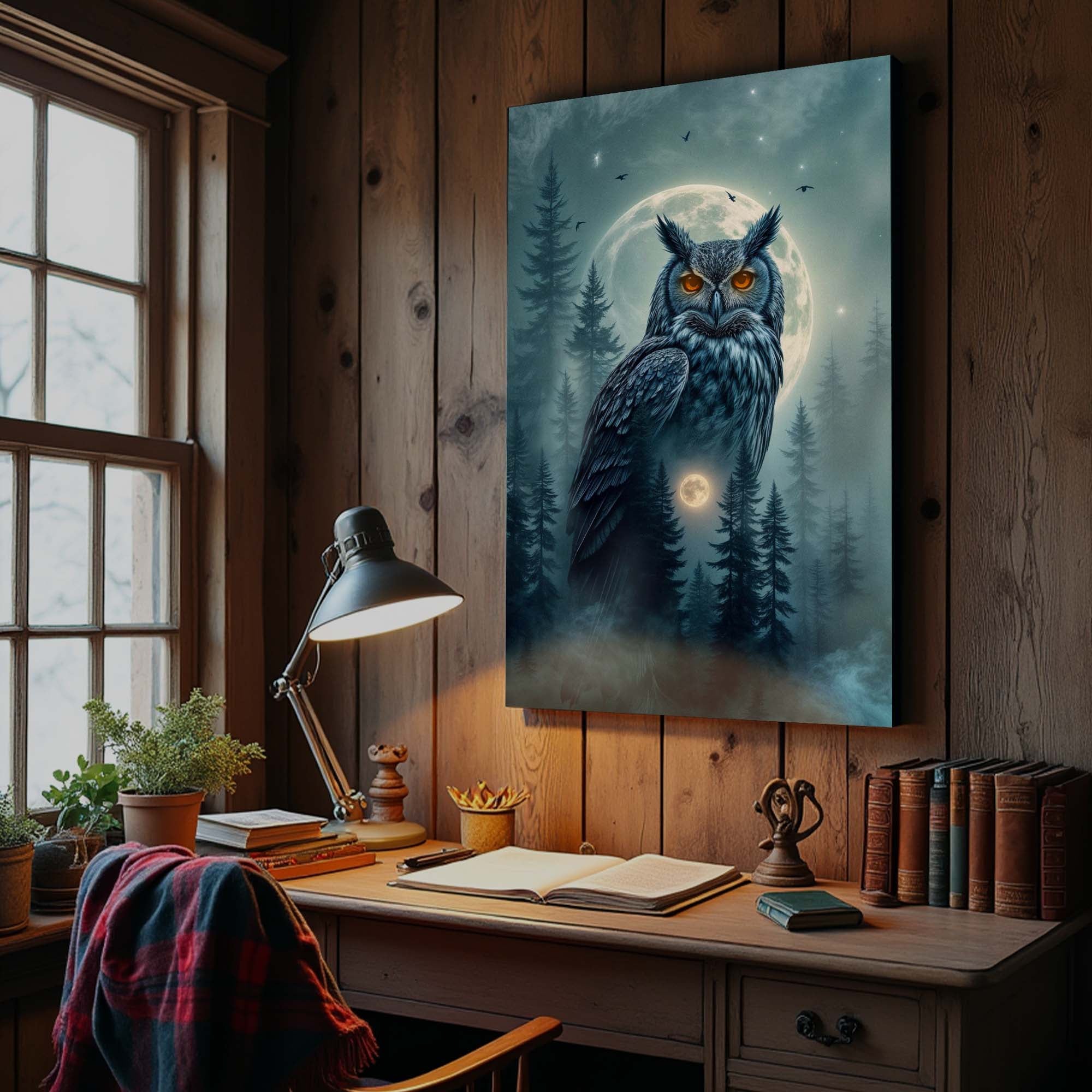 Owl Double Exposure Wall Art II - The misfit market