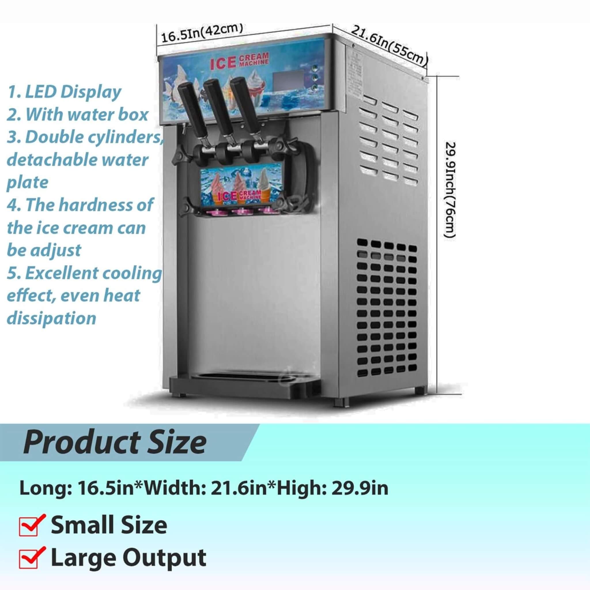 3-Flavor 9L Commercial 1200W Countertop Soft Serve Machine (SAK51986)