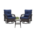 Alora 3-Piece Wicker Patio Bistro Set W/ Swivel Chairs and Table
