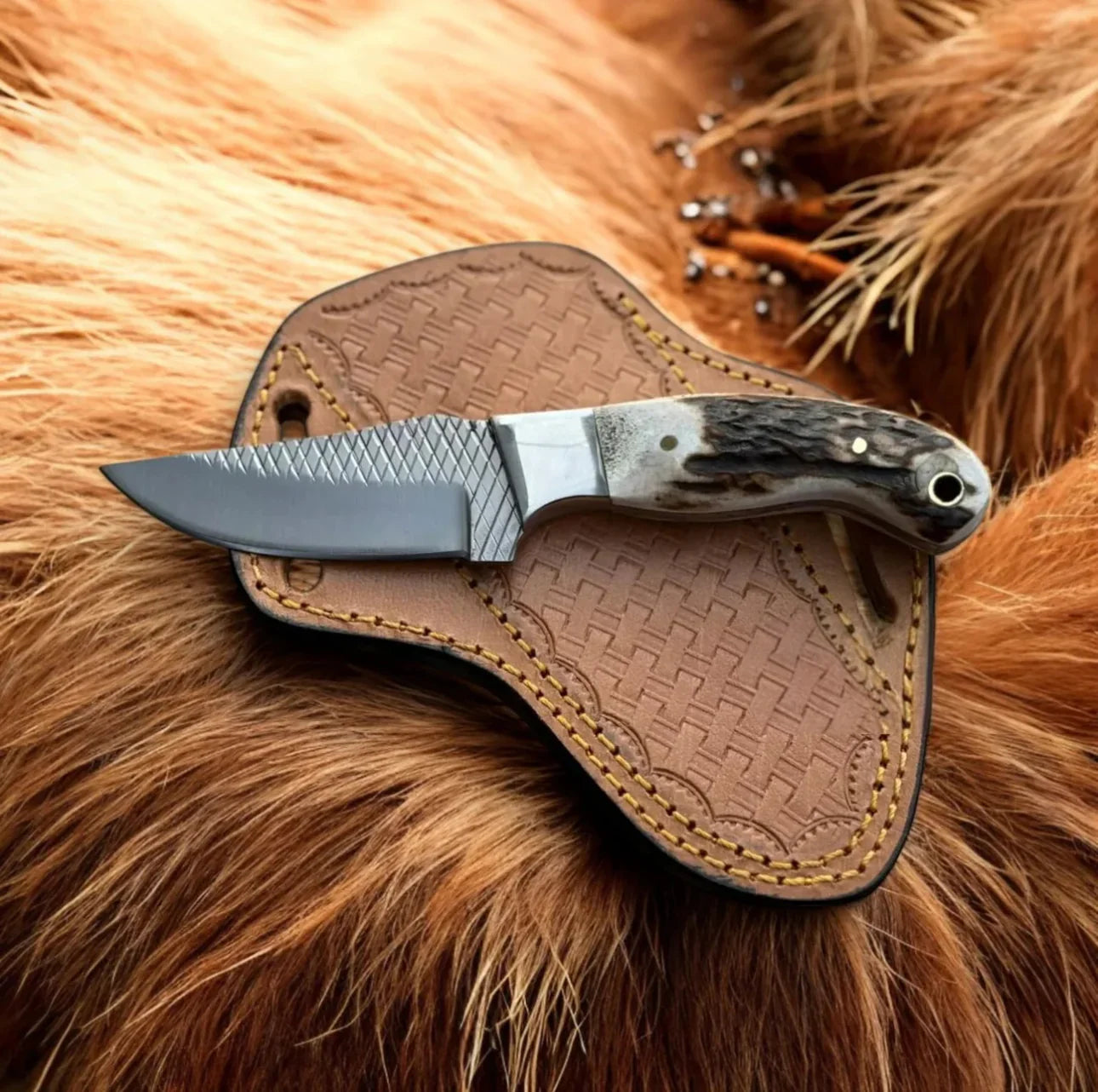 Stag Horn Knife Hand Forged Rasp File Knife - The misfit market