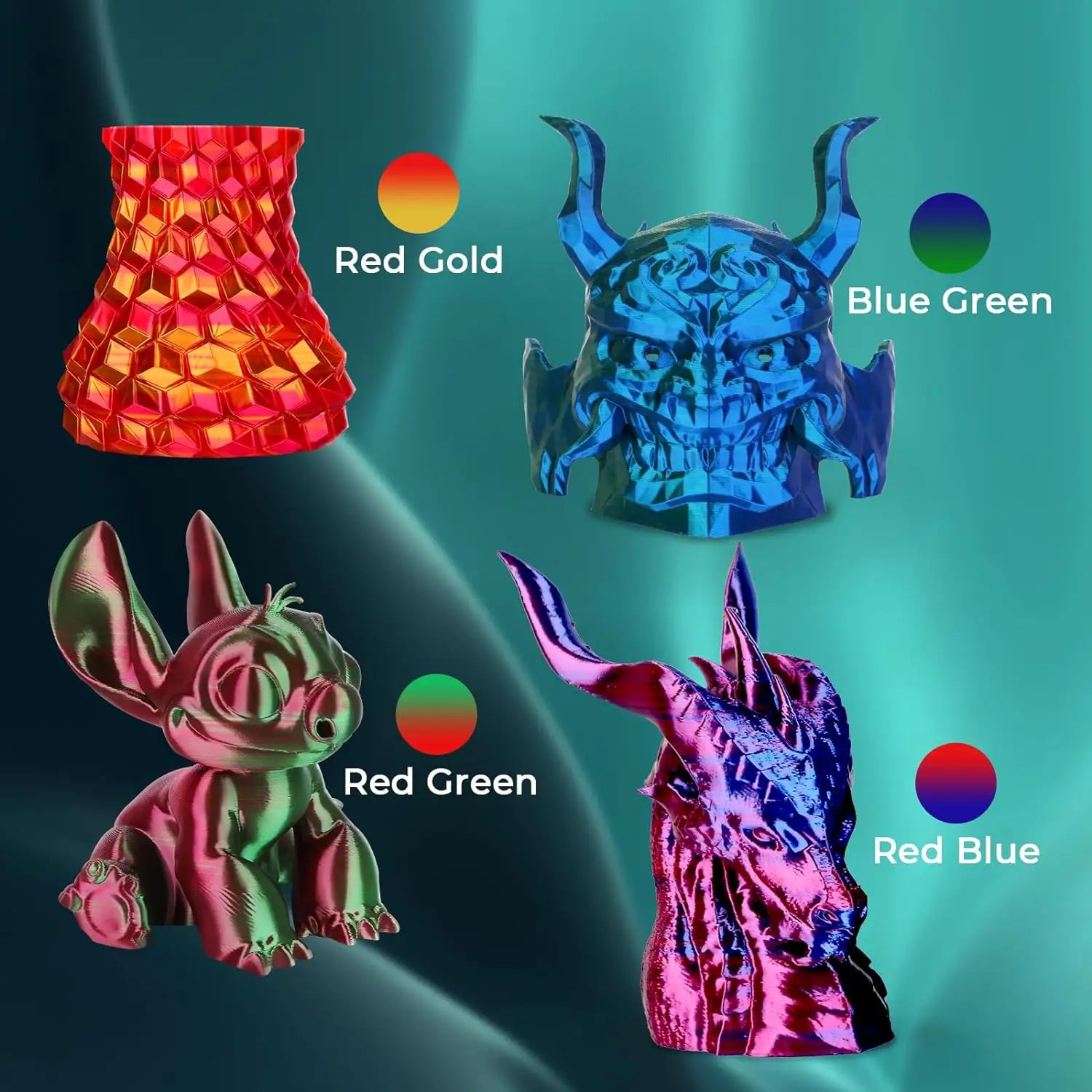 Dual Color 3D Printing Filament Pack 4x200g | the misfit market - The misfit market