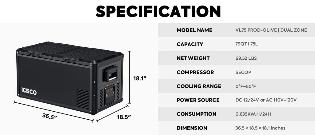 VL75ProD 12V Heavy Duty Fridge Freezer | ICECO | 75 LT - The misfit market