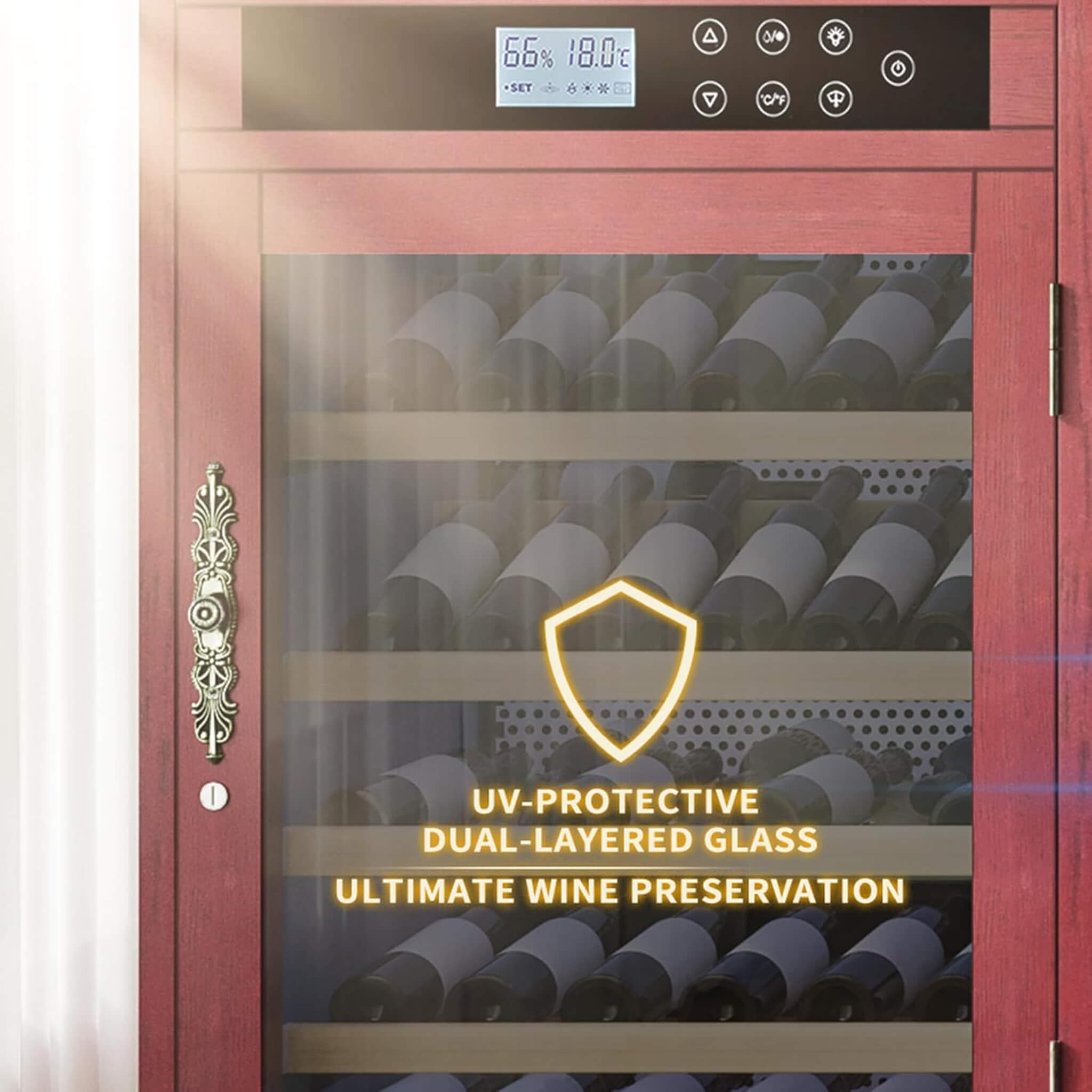 Nuvia Luxury 43-Bottle Freestanding Low Noise Wine Cooler Cabinet (SAK56084)