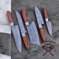 Kitchen Knives Sets – 13” Handmade Damascus Steel Chef Knife with Rosewood Handle & Leather Sheath - The misfit market
