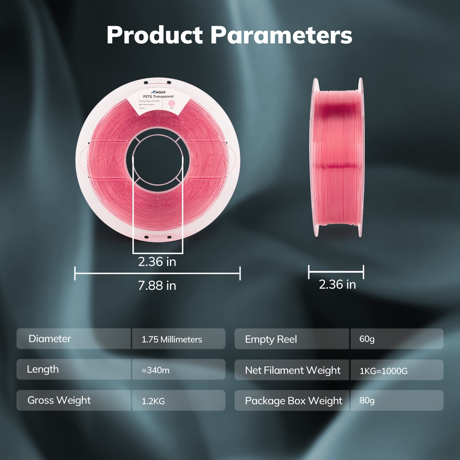 PETG Transparent 1.75mm, 1KG/2.2LB - The misfit market