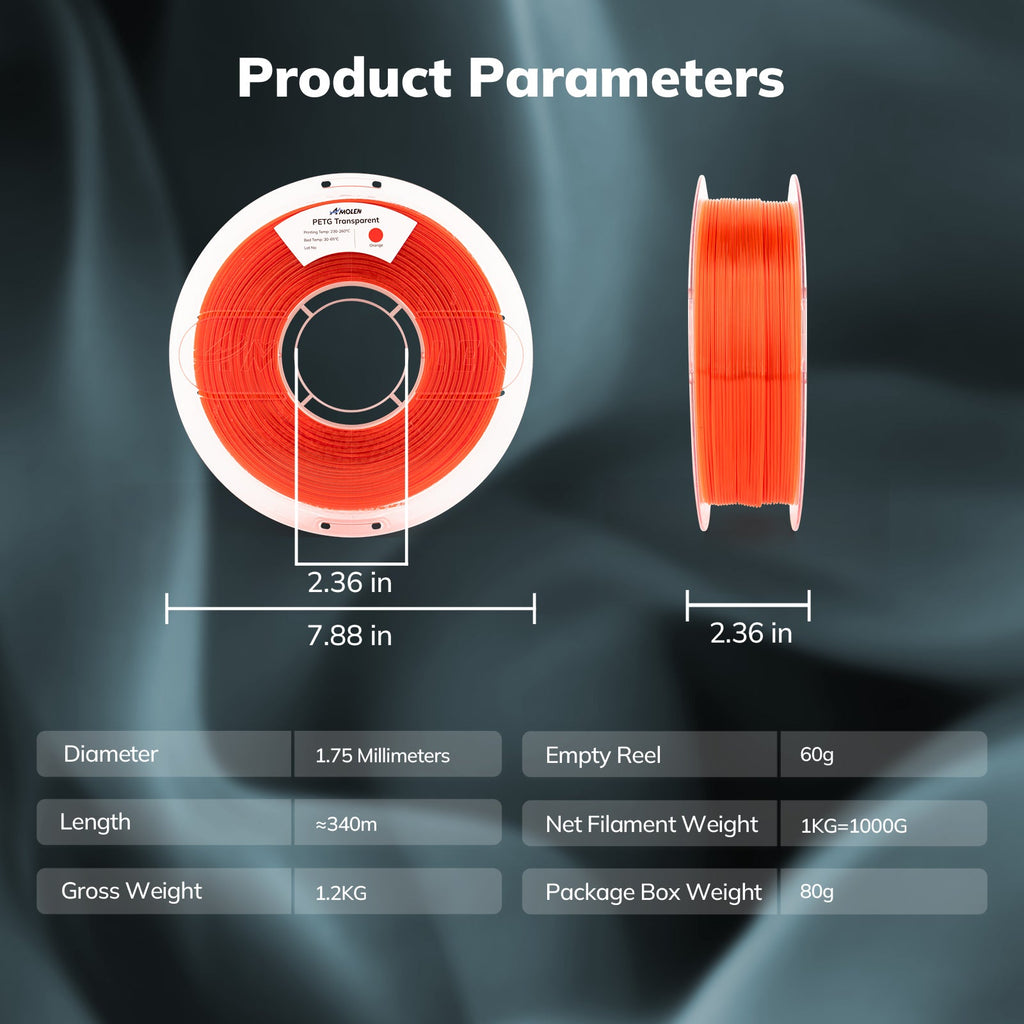 PETG Transparent 1.75mm, 1KG/2.2LB - The misfit market