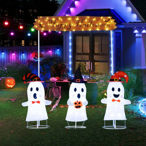 4 Pieces Halloween Decoration Pop up Ghosts with Gate and LED Lights
