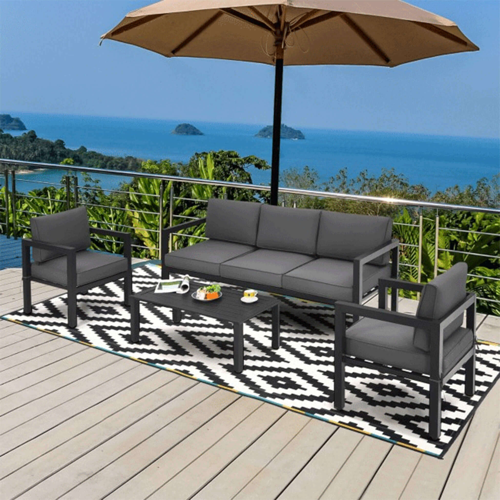 Alora 4-Piece Premium Outdoor Aluminum Furniture Set For Backyard & Poolside (SAK73532)