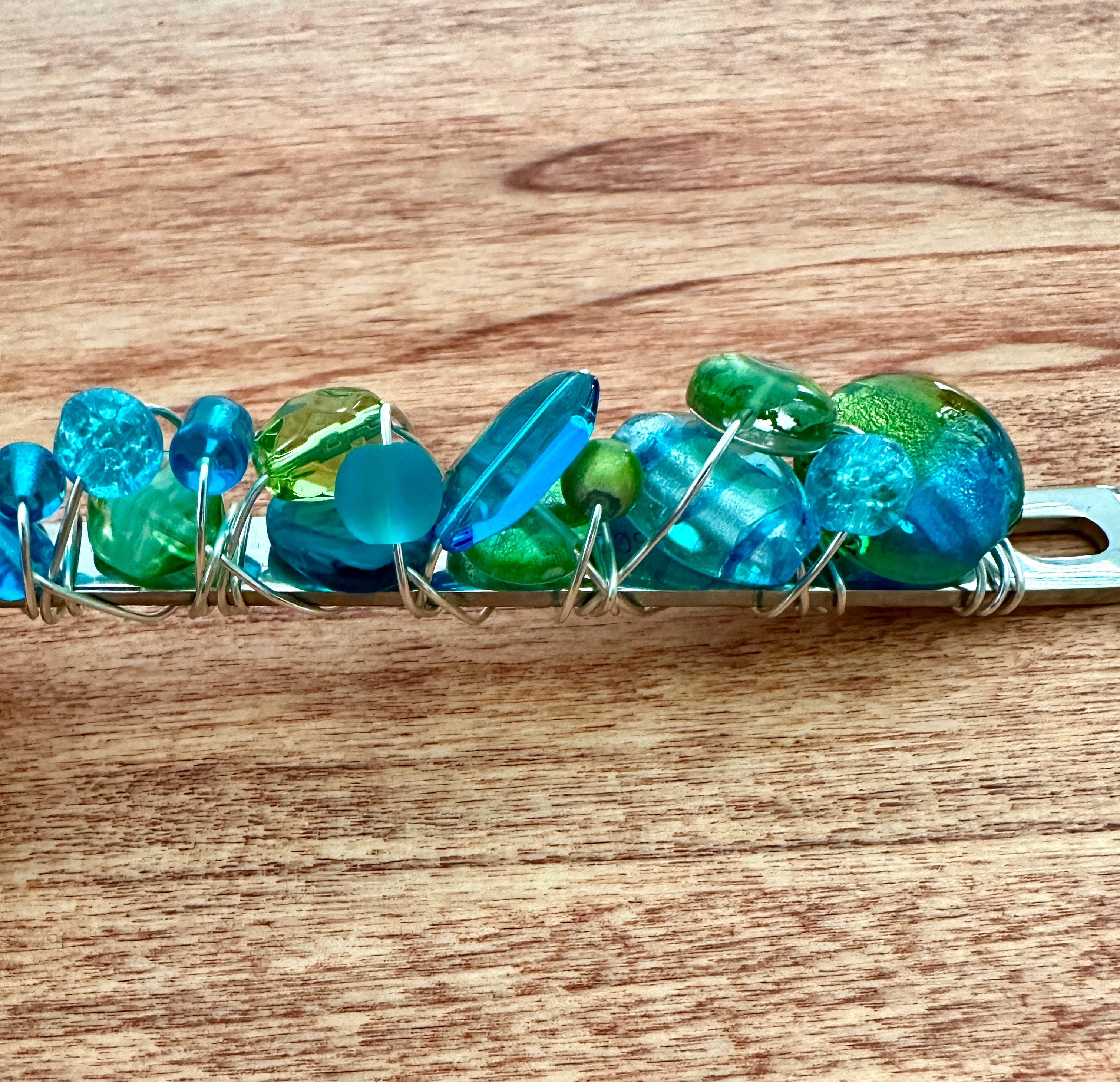 Beaded Wire Wrapped Coffee Scoop - Turquoise & Green - The misfit market