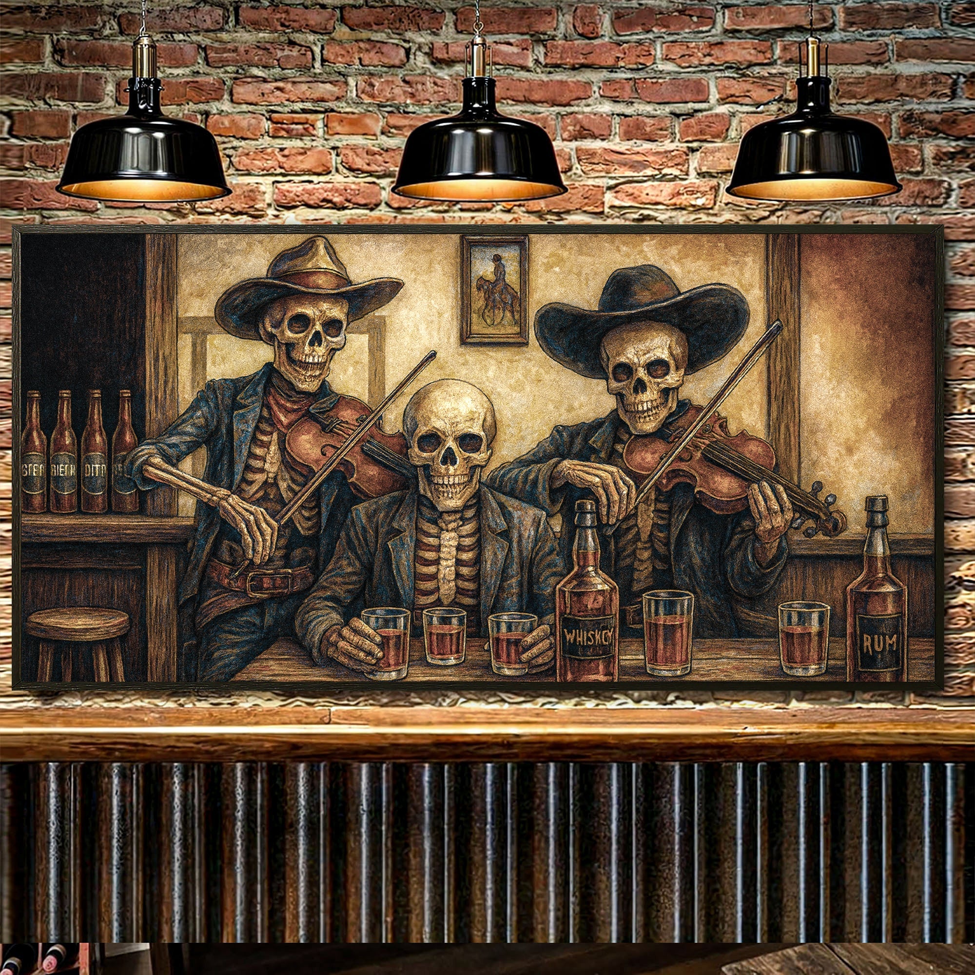 Cowboy Skeletons Western Bar Wall Art - The misfit market