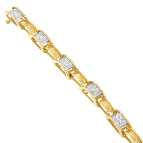 14K Yellow Gold Princess Cut Diamond Chain Link Bracelet | the - The misfit market