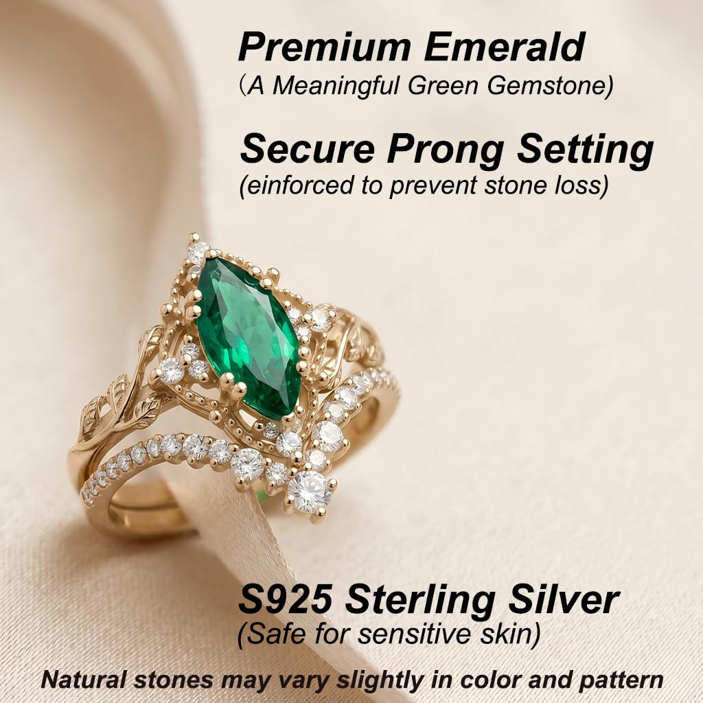 Emerald Ring For Women One To Three Carat In 10K 14K Or 18K Gold May Birthstone Wedding Promise Ring Free Engraving - The misfit market