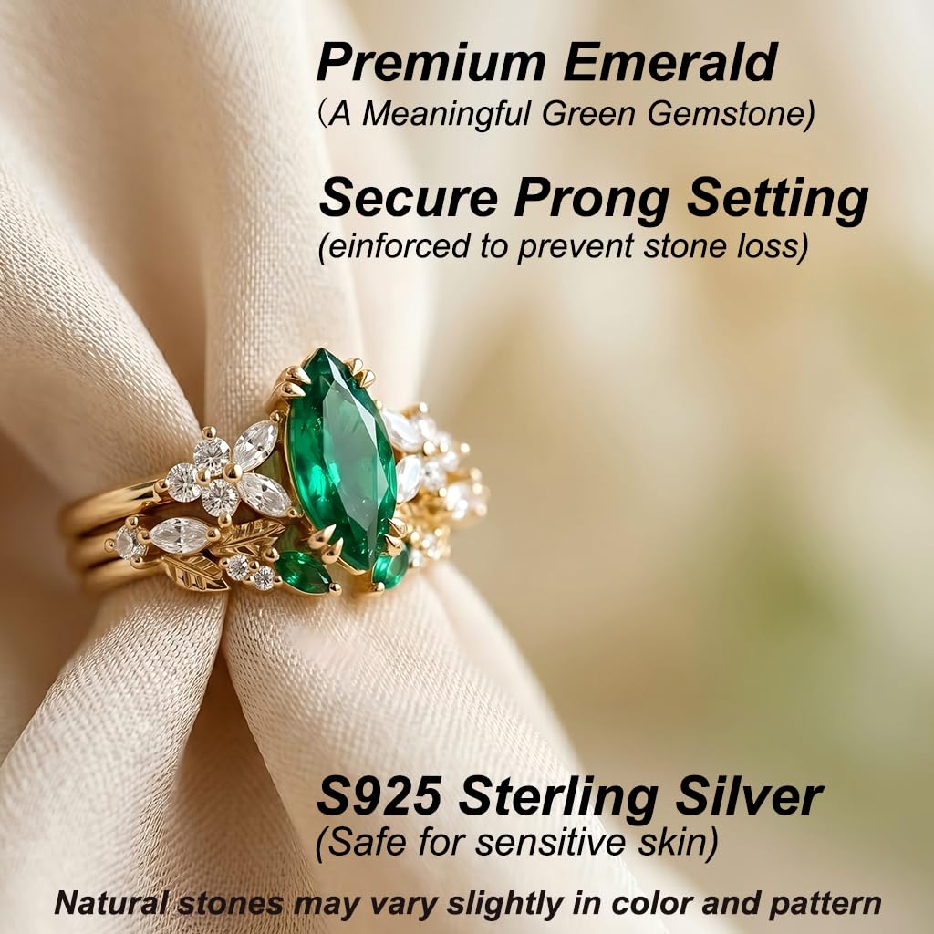 Emerald Ring For Women One To Three Carat In 10K 14K Or 18K Gold May Birthstone Wedding Promise Ring Free Engraving - The misfit market