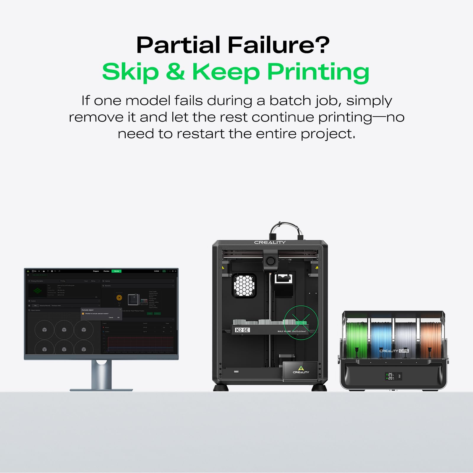 Creality K2 SE 3D Printer, 500mm/s High-Speed Printing, Support Multi Color 3D Printing Needs CFS, Solid Metal Build, Auto Leveling, Direct Drive Extruder, Quick-Swap Nozzle, 220×215×245mm Print Size - The misfit market