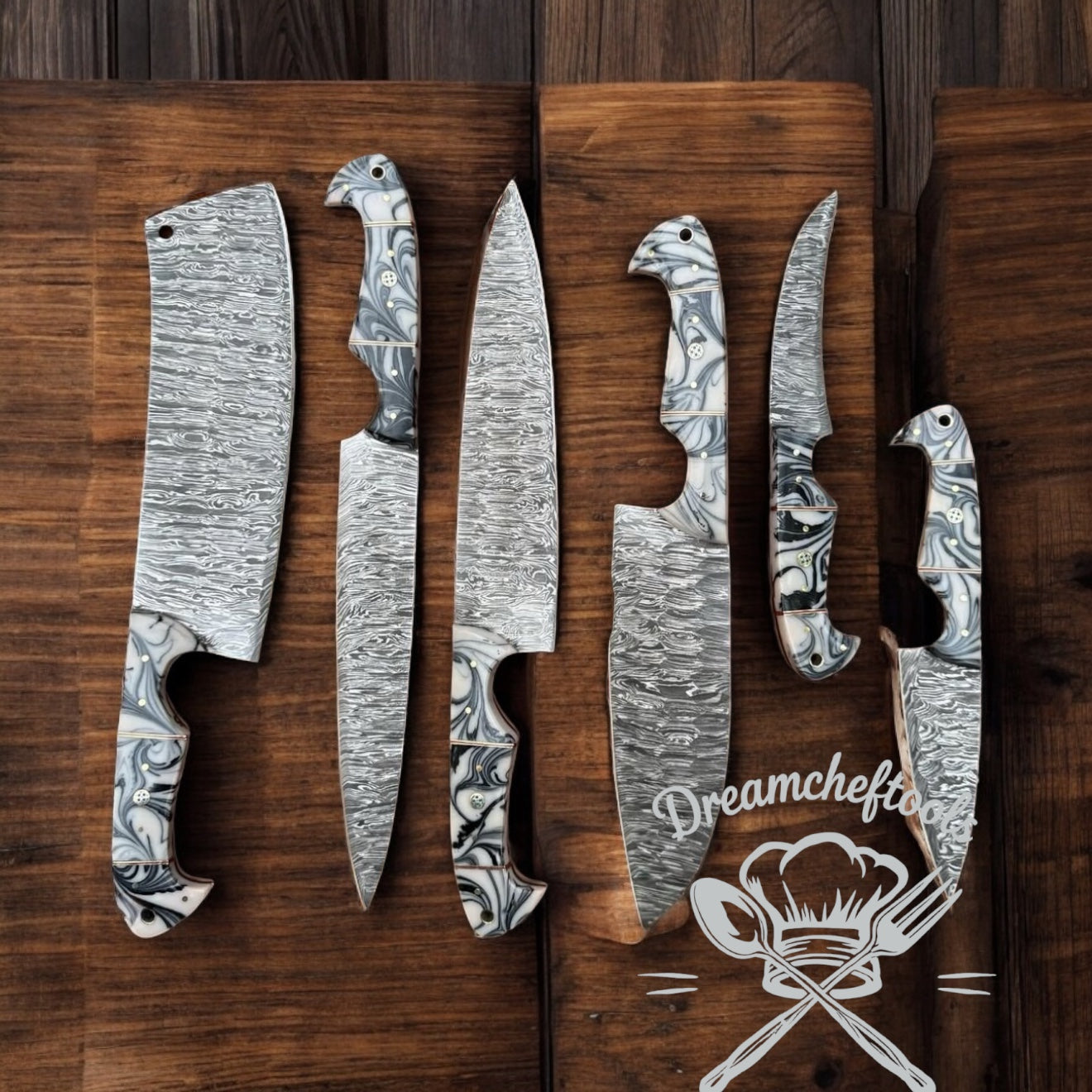 Knive Sets – 13” Handmade Damascus Steel Chef Knife with Epoxy Resin Handle & Leather Sheath - The misfit market