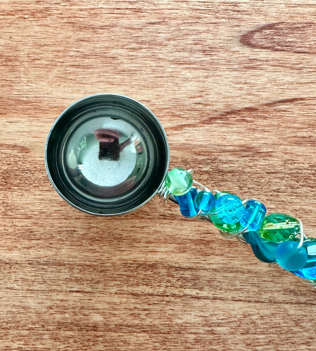 Beaded Wire Wrapped Coffee Scoop - Turquoise & Green - The misfit market