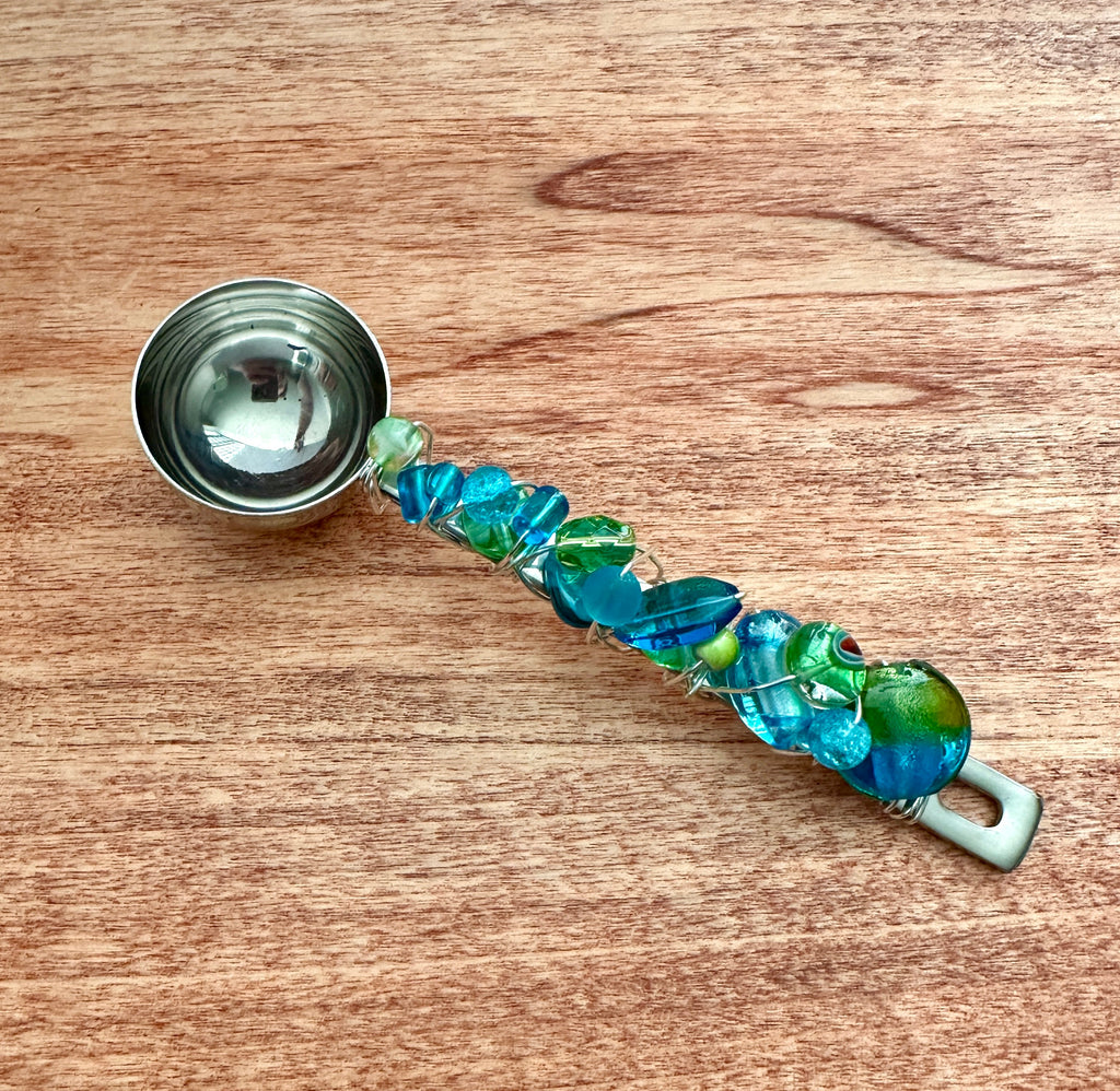 Beaded Wire Wrapped Coffee Scoop - Turquoise & Green - The misfit market