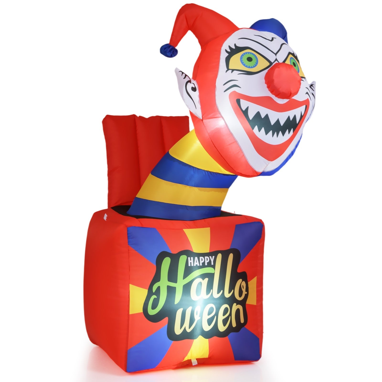 6 Ft Halloween Inflatable Clown with LED Lights for Indoor Outdoor
