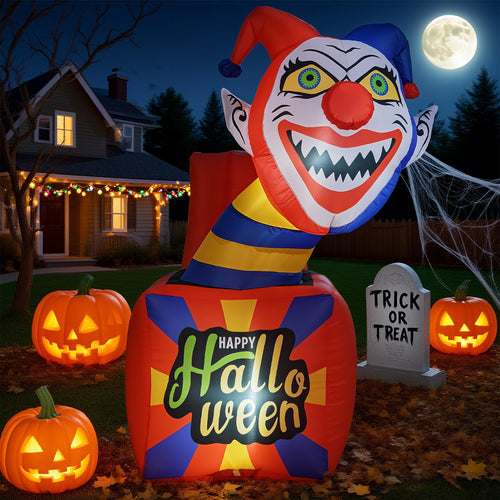 6 Ft Halloween Inflatable Clown with LED Lights for Indoor Outdoor